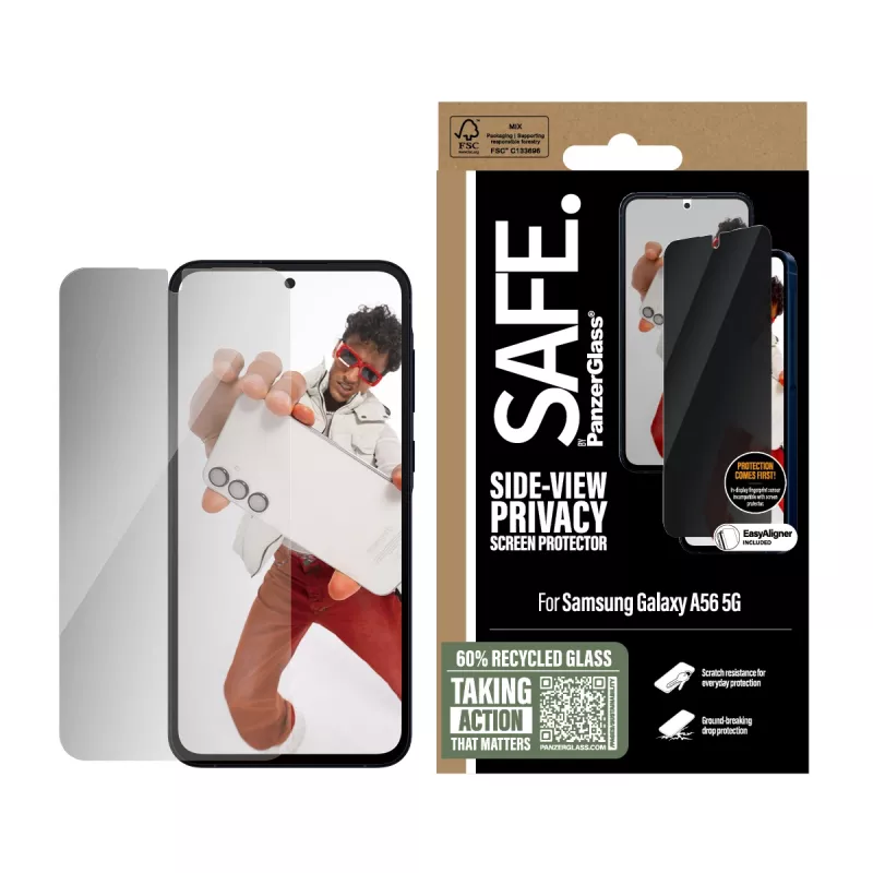 PanzerGlass SAFE. by ® protector de pantalla con filtro de privacidad Samsung Galaxy A56 5G | Ultra-Wide Fit con EasyAligner