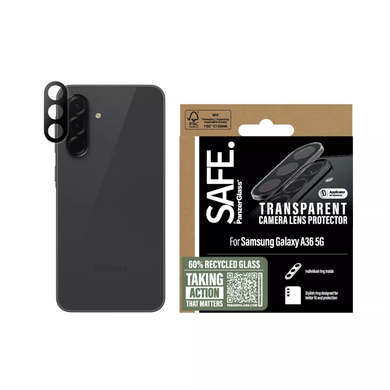 Protector de lente de cámara PanzerGlass Samsung Galaxy A36 5G transparente resistente a arañazos y golpes