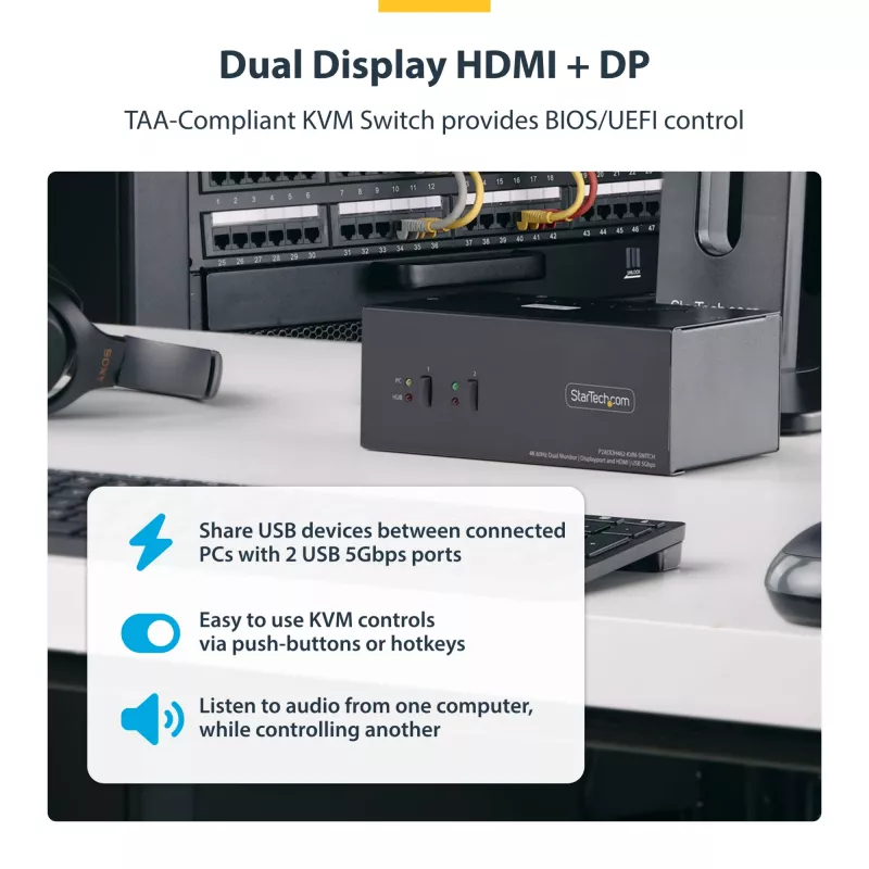 StarTech.com P2ADDH462-KVM-SWITCH conmutador KVM negro