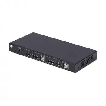 StarTech.com conmutador KVM DisplayPort de 2 puertos para doble monitor con matriz de vídeo Dual View, 4K 60Hz, 4 puertos USB hub, conmutación por tecla de acceso rápido, KVM matriz DP 1.2, conforme TAA