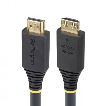 StarTech.com cable HDMI de alta velocidad de 20ft (6,1m) con conectores con agarre, 4K 60Hz/1440p 144Hz, HDR10/HDCP 2.2/ARC, 18Gbit/s, cable HDMI 2.0 UHD para TV/monitor/pantalla, funda de TPE