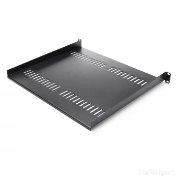 StarTech.com bandeja para rack de servidor 1U – bandeja en voladizo universal ventilada para rack y armario de equipos de red de 19 pulgadas – acero de alta resistencia – capacidad de carga 44lb/20kg – bandeja de 16 pulgadas de profundidad, negro