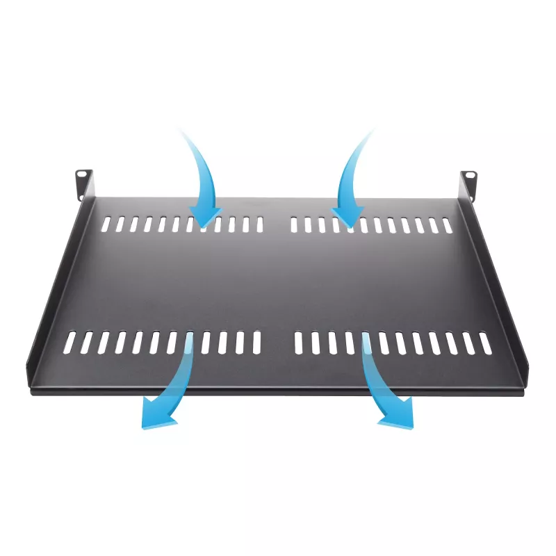 StarTech.com bandeja para rack de servidor 1U – bandeja en voladizo universal ventilada para rack y armario de equipos de red de 19 pulgadas – acero de alta resistencia – capacidad de carga 44lb/20kg – bandeja de 16 pulgadas de profundidad, negro