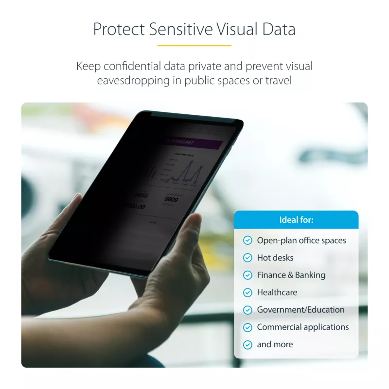 StarTech.com filtro de privacidad de 4 direcciones para iPad Pro de 12,9 pulgadas, 3.ª gen. y posteriores, para horizontal/vertical, táctil, ángulo de visión +/- 30°, bloquea hasta un 51 % de luz azul, mate
