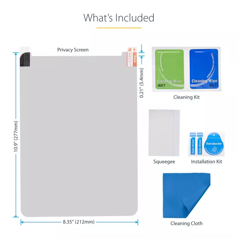 StarTech.com filtro de privacidad de 4 direcciones para iPad Pro de 12,9 pulgadas, 3.ª gen. y posteriores, para horizontal/vertical, táctil, ángulo de visión +/- 30°, bloquea hasta un 51 % de luz azul, mate