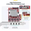 StarTech.com tarjeta PCIe USB Type-C de 4 puertos, USB 3.2 10Gbps, tarjeta de expansión USB-C PCI Express, 4 controladores USB independientes, Windows/Linux/macOS, conforme TAA