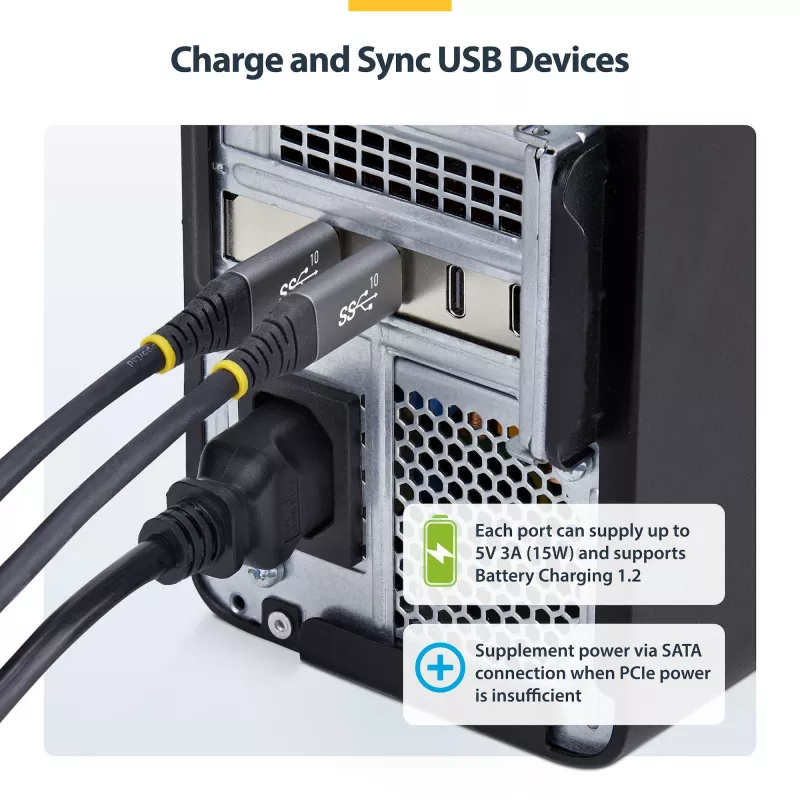 StarTech.com tarjeta PCIe USB Type-C de 4 puertos, USB 3.2 10Gbps, tarjeta de expansión USB-C PCI Express, 4 controladores USB independientes, Windows/Linux/macOS, conforme TAA