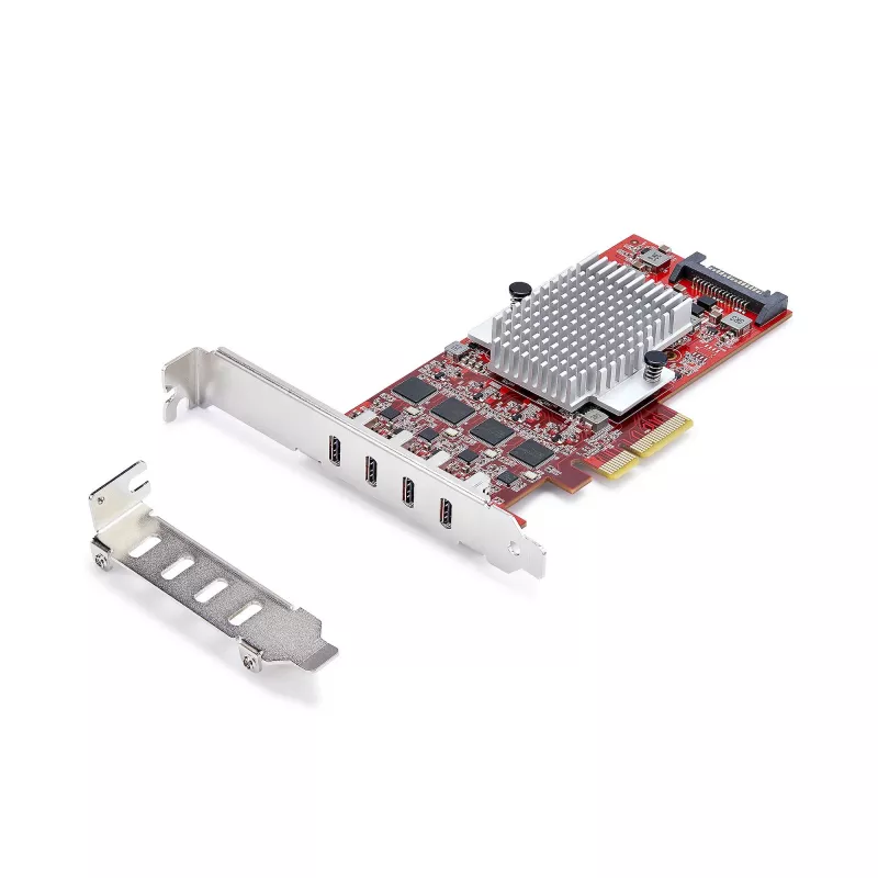StarTech.com tarjeta PCIe USB Type-C de 4 puertos, USB 3.2 10Gbps, tarjeta de expansión USB-C PCI Express, 4 controladores USB independientes, Windows/Linux/macOS, conforme TAA