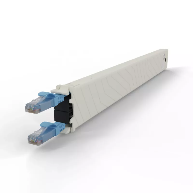 PATCHBOX patchbox.one CONEX8UTPBL casete de cable de conexión retráctil, 8RU, Cat6a, UTP, azul