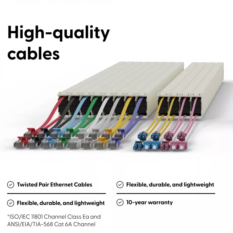 PATCHBOX .one PONEX8STPWH 8RU Cat6a U/FTP sistema de cables de parcheo retráctiles, 0,8 m, RJ-45, 10 Gbit/s, PoE, 24 casetes, blanco