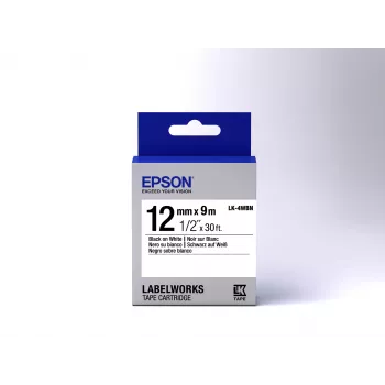 Epson cartucho de etiquetas estándar LK-4WBN Negro/Blanco 12mm (9m)