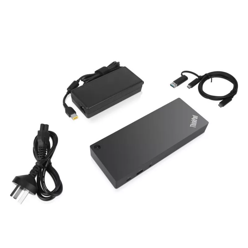 Lenovo 40AF0135UK ThinkPad Hybrid USB-C con USB-A base de acoplamiento, cable de alimentación UK