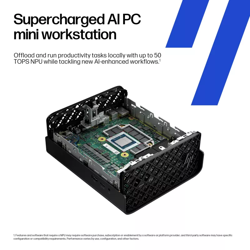 HP Z2 G1a Copilot+ PC AMD Ryzen AI Max PRO 390 32 GB LPDDR5x-SDRAM 1 TB SSD Windows 11 Pro Mini PC Workstation AI Workstation, AI PC Negro