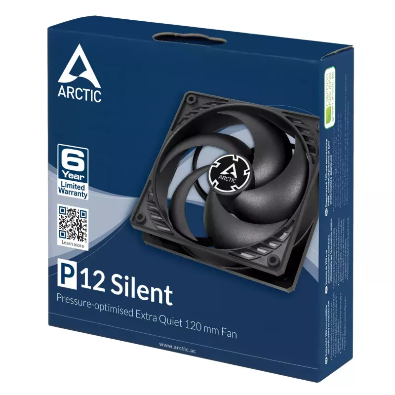 ARCTIC P12 Silent – Ventilador de 120 mm optimizado para presión, extra silencioso