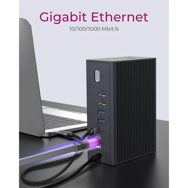 ICY BOX IB-DK2262AC Con cable USB 3.2 Gen 1 (3.1 Gen 1) Type-C Antracita