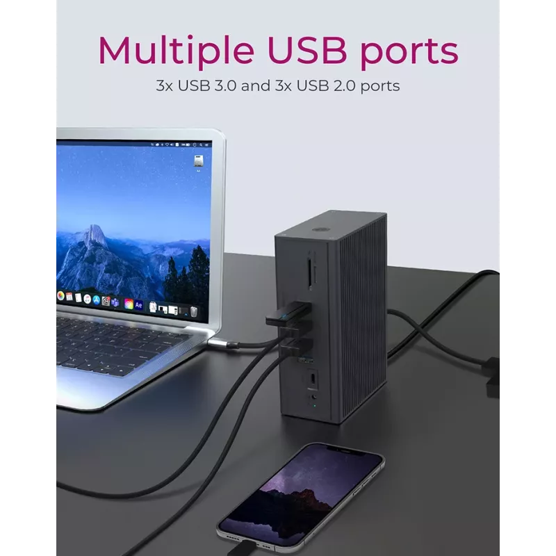 ICY BOX IB-DK2262AC Con cable USB 3.2 Gen 1 (3.1 Gen 1) Type-C Antracita