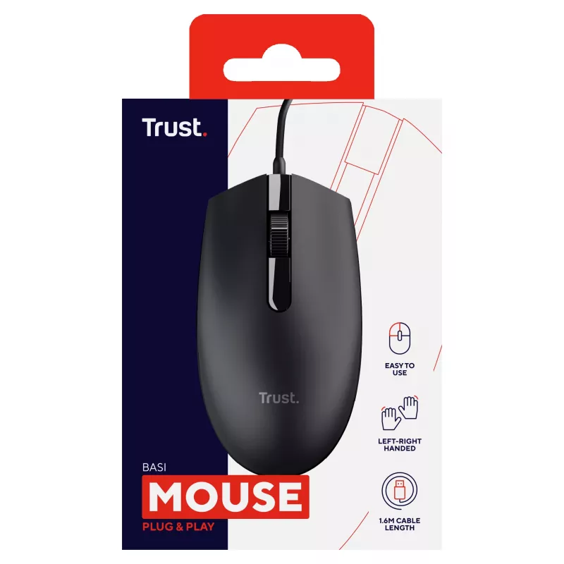 Ratón Trust Basi Office Ambidiestro USB Type-A Óptico 1200 DPI