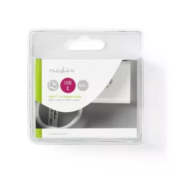 Nedis CCGB64651WT02 adaptador USB-C a HDMI USB 3.2 Gen1, 0,20 m, niquelado, PVC, blanco