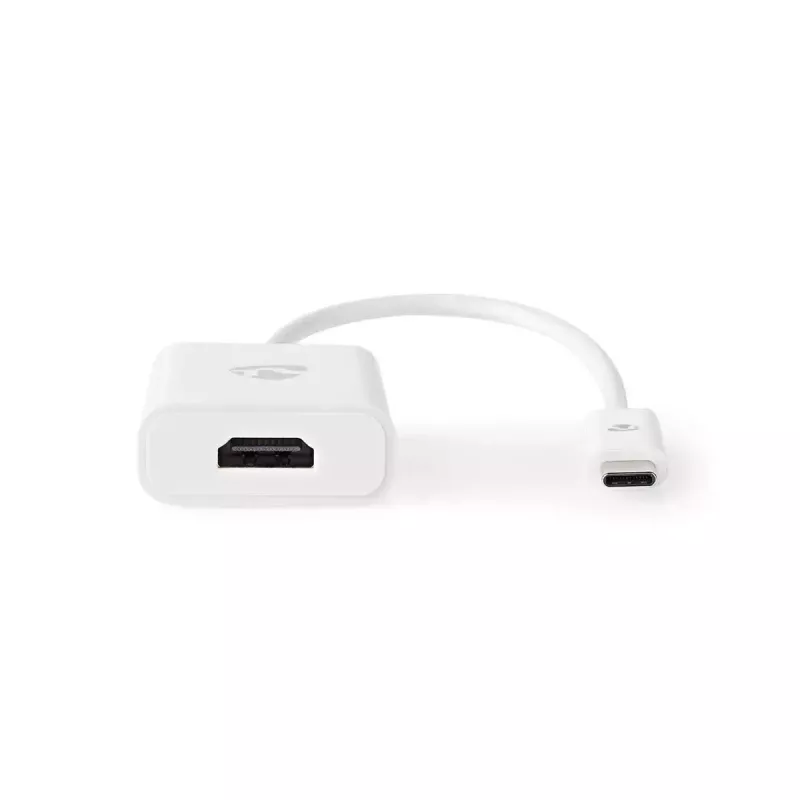 Nedis CCGB64651WT02 adaptador USB-C a HDMI USB 3.2 Gen1, 0,20 m, niquelado, PVC, blanco