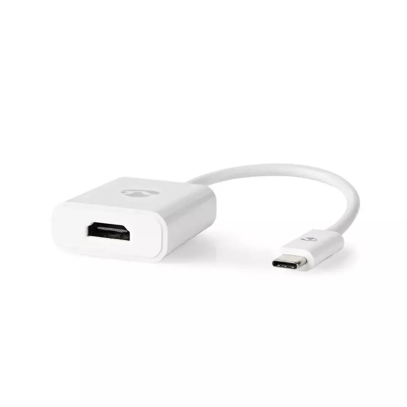 Nedis CCGB64651WT02 adaptador USB-C a HDMI USB 3.2 Gen1, 0,20 m, niquelado, PVC, blanco