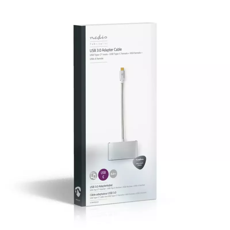 Dock para portátil Nedis CCTB64760AL02 Aluminio cable de 0,2 m 5 Mbit/s