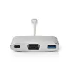 Dock para portátil Nedis CCTB64760AL02 Aluminio cable de 0,2 m 5 Mbit/s
