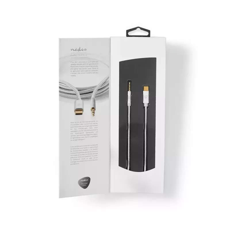 Cable de audio Nedis CCTB65940AL10 1 m USB-C a 3,5 mm Aluminio