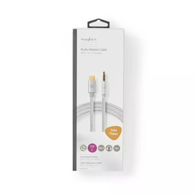 Cable de audio Nedis CCTB65940AL10 1 m USB-C a 3,5 mm Aluminio