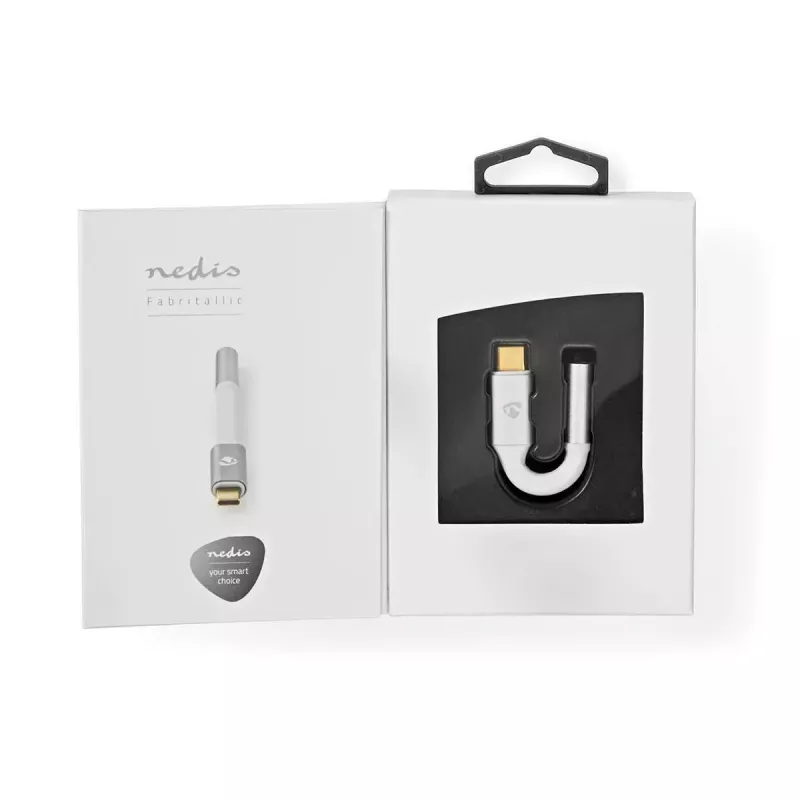 Cable de audio Nedis CCTB65950AL008 3,5 mm conector hembra a USB conector macho 0,08 m Aluminio