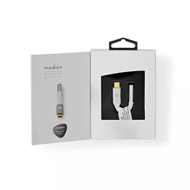 Cable de audio Nedis CCTB65950AL008 3,5 mm conector hembra a USB conector macho 0,08 m Aluminio