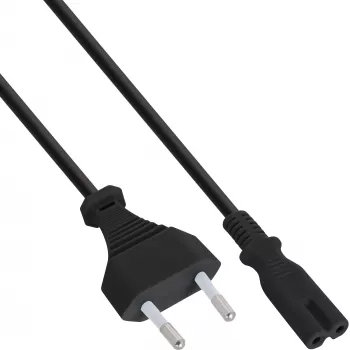 InLine Cable de alimentación, conector macho europeo / conector macho europeo 8, negro, 0,5 m
