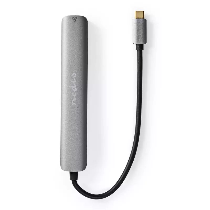 Nedis CCBW64230AT02 adaptador multipuerto USB-C 6 en 1, USB 3.2 Gen 1, HDMI, RJ45, 2x USB-A, 2x USB-C, 5 Gbps, gris