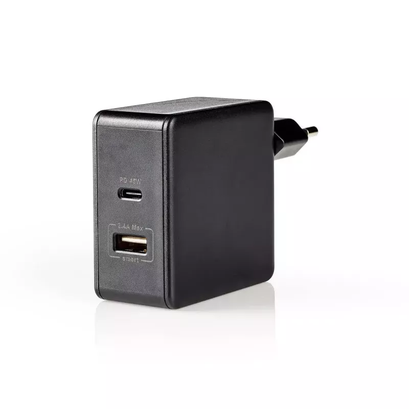Cargador para dispositivos móviles Nedis WCPD45W100BK universal negro USB interior