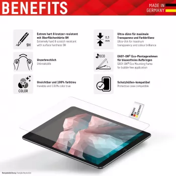 Displex Tablet Glass (9H) para Apple iPad Pro 12,9'' (3.ª/4.ª/5.ª/6.ª gen.), marco de montaje Eco, irrompible, ultrafino, invisible