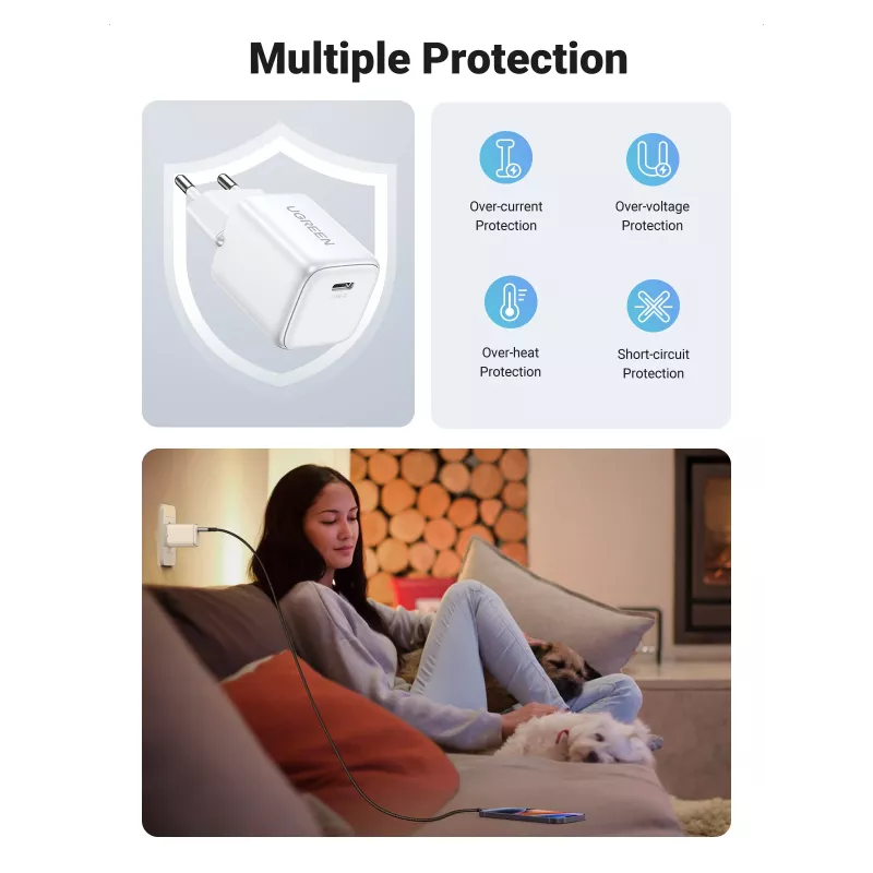 Cargador de interior Ugreen 15324 universal blanco AC 1 conector USB Type-C