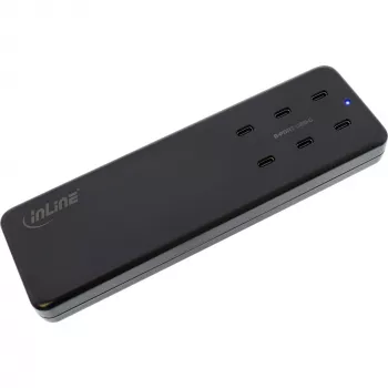 Fuente de alimentación multipuerto InLine, cargador, 6x USB-C, PD 3.0, GaN, negra