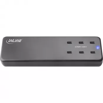 Fuente de alimentación multipuerto InLine, cargador, 6x USB-C, PD 3.0, GaN, negra