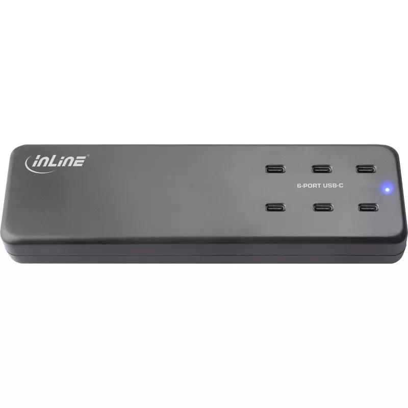 Fuente de alimentación multipuerto InLine, cargador, 6x USB-C, PD 3.0, GaN, negra