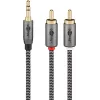 Cable de audio WENTRONIC Goobay 65288 — conector de 3,5 mm a 2 conectores RCA, 2 m, cobre, contactos dorados, apantallado magnético
