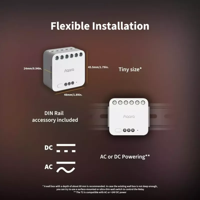 Módulo de doble relé para smart home, Aqara DCM-K01, control de 2 canales