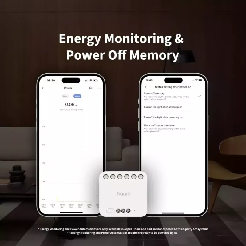 Módulo de doble relé para smart home, Aqara DCM-K01, control de 2 canales