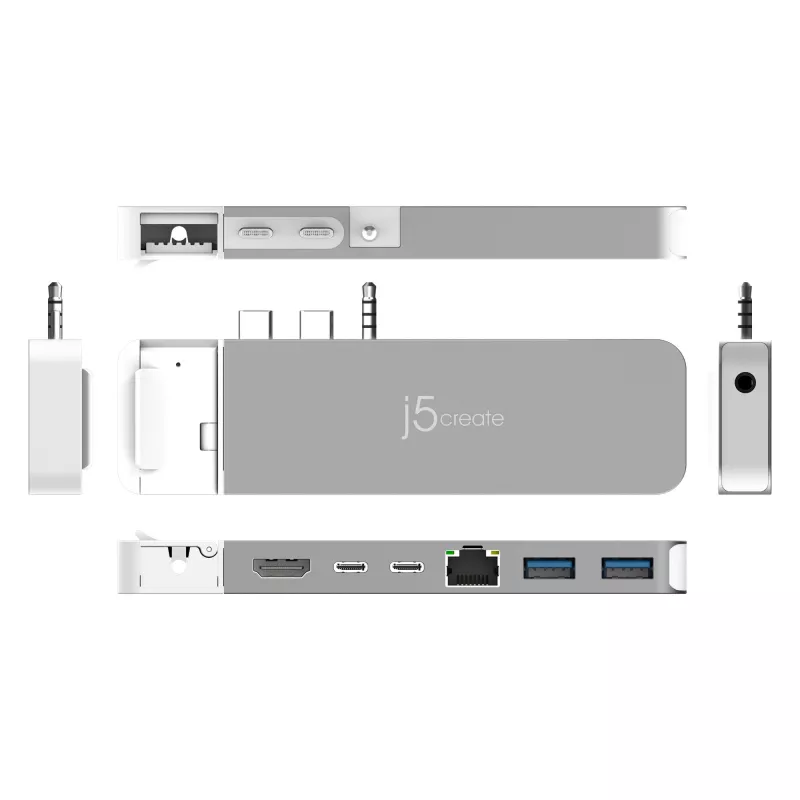 Hub USB j5create JCD395 4K60 Elite Pro con cable USB4 con kit MagSafe