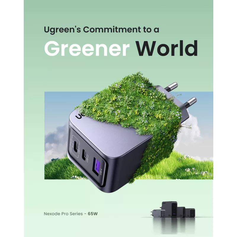 Cargador móvil Ugreen 25871 universal gris carga rápida AC para interiores