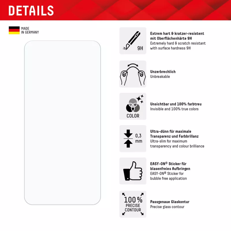 Displex Smart Glass (9H) para Samsung Galaxy A35/A55 5G, adhesivo de montaje, irrompible