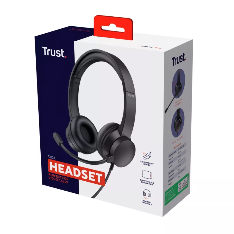 Auriculares con micrófono Trust Ayda con cable diadema llamadas/música negros