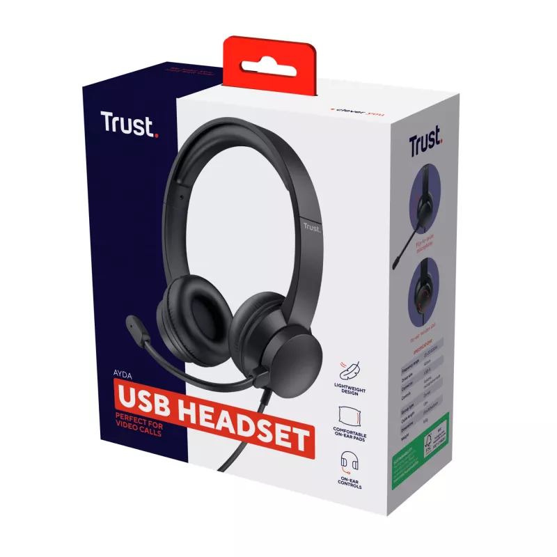 Auriculares con micrófono Trust Ayda con cable diadema llamadas/música negros
