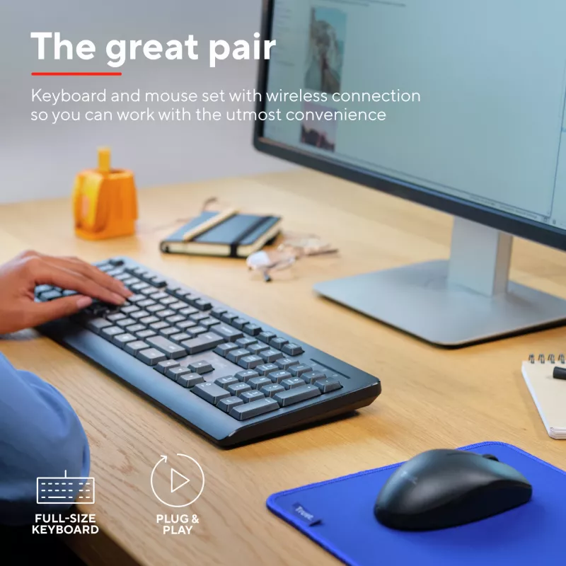 Teclado y ratón Trust Primo incluidos oficina RF inalámbrico QWERTZ alemán negro