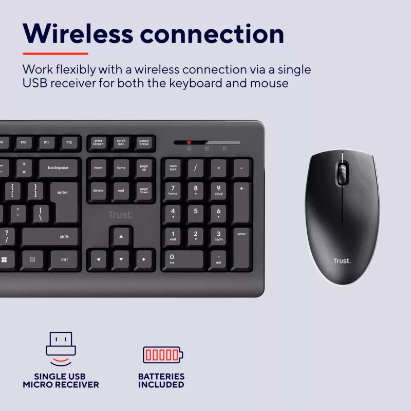 Teclado y ratón Trust Primo incluidos oficina RF inalámbrico QWERTZ alemán negro