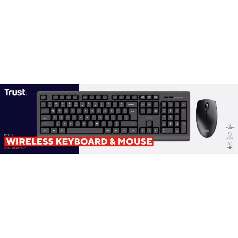 Teclado y ratón Trust Primo incluidos oficina RF inalámbrico QWERTZ alemán negro