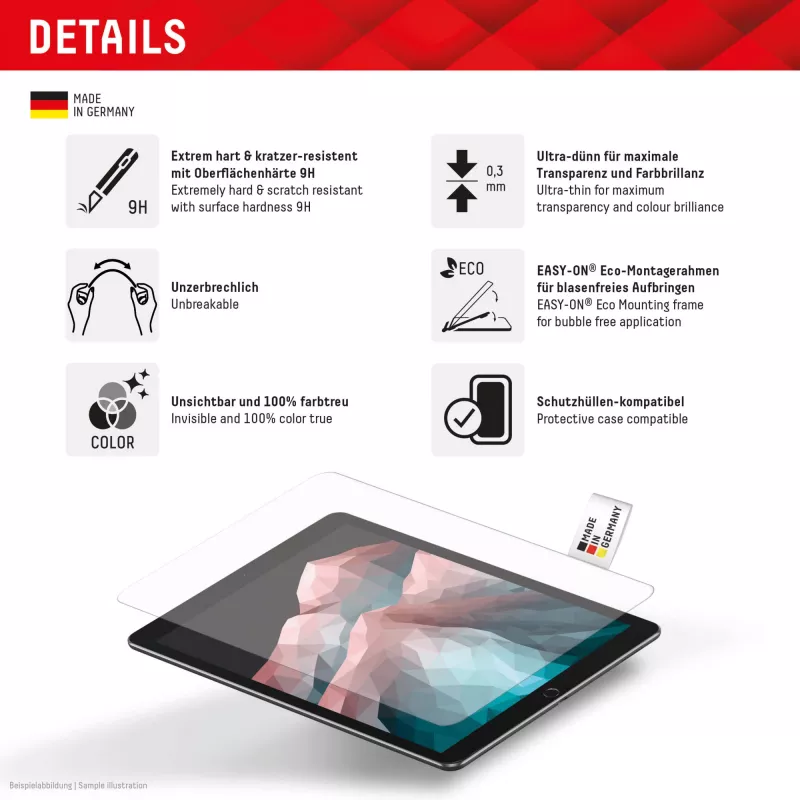 Cristal para tablet Displex (9H) para Apple iPad Air 13